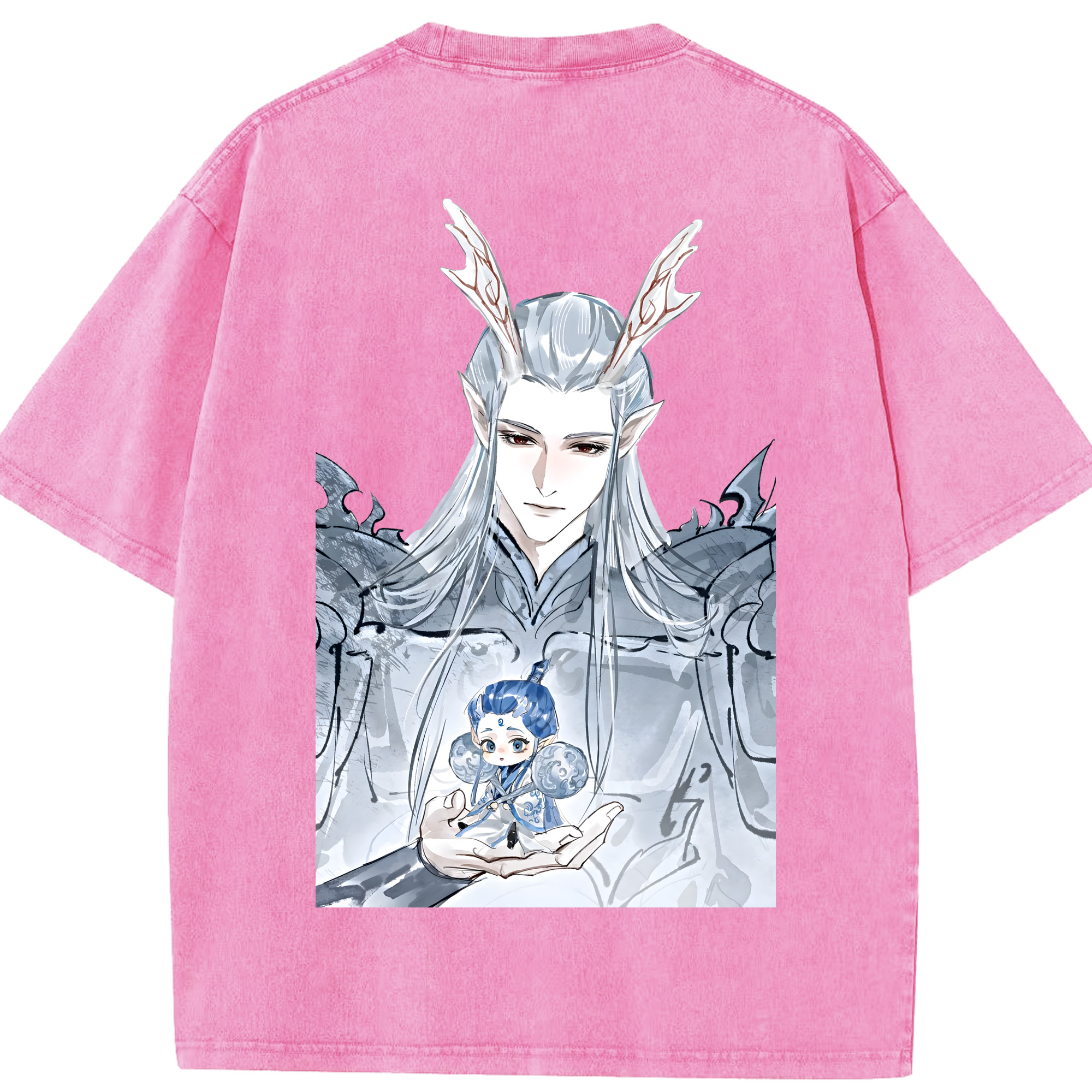 （画像用） Ne Zha 2 ナタ 魔童の大暴れ 綿100% ヴィンテージ風 半袖Tシャツ（背面プリント）